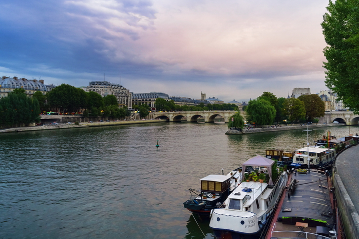 Фотографии Парижа (Франция). Вид на Сену и мост Нёф (Pont Neuf) с моста Искусств (Pont des Arts)